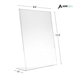 Adir Plexi Acrylic Sign Holder 8.5" X 11" - Shatter Resistant Acrylic Sign Holder - Great for Brochures, Advertising Pamphlets and Restaurant Menus - Pack of 12