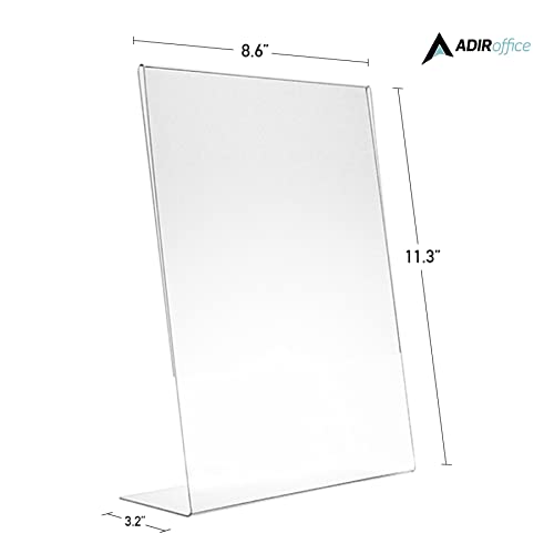 Adir Plexi Acrylic Sign Holder 8.5" X 11" - Shatter Resistant Acrylic Sign Holder - Great for Brochures, Advertising Pamphlets and Restaurant Menus - Pack of 12