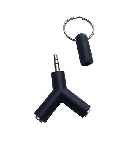 SNDIA 3.5mm Y Shape Stereo Jack Audio Headset Connector Adapter Keyring Splitter (Black) (3 Pack)