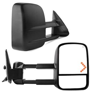 yitamotor compatible with 2003-2006 chevy silverado tahoe gmc sierra extendable tow mirrors, powered heated with arrow signal light
