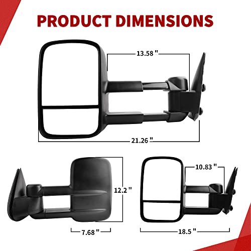 YITAMOTOR Towing Mirrors Compatible with Chevy GMC 1999-2006 Silverado Sierra (2007 Classic Only), 2000-2006 Chevy Tahoe Suburban 1500 2500 GMC Yukon XL Truck