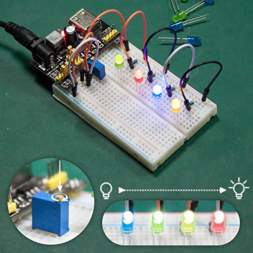 Smraza Basic Starter Kit for Arduino,Breadboard, Power Supply, Jumper Wires, Resistors, LED, Electronic Fun Kit Compatible with Arduino R3, Mega2560, Nano, Raspberry Pi