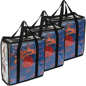 evelots 3 pack lp vinyl record storage bag-clear-up 108 albums-no dust/scratch