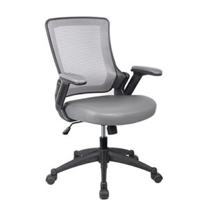techni mobili height adjustable arms mid-back mesh task office chair, 25" w x 25" d x 34" h, gray