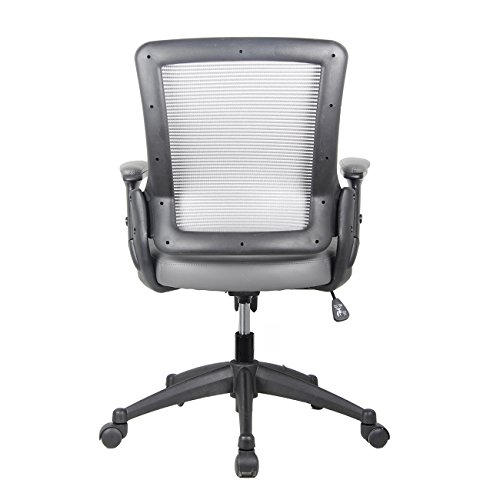 Techni Mobili Height Adjustable Arms Mid-Back Mesh Task Office Chair, 25" W x 25" D x 34" H, Gray