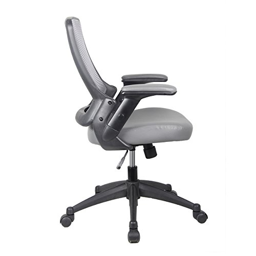Techni Mobili Height Adjustable Arms Mid-Back Mesh Task Office Chair, 25" W x 25" D x 34" H, Gray