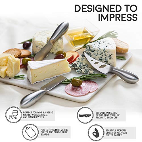 ICOSA Living Lunar 6-Piece Cheese Knife Set - Premium Stainless Steel Cheese Knives Collection - Charcuterie Board Accessories Gift Ready w/ 15 Festive Recipes