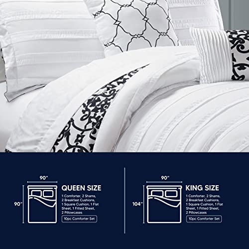 Chic Home Lea 10 Piece Reversible Comforter Bed, King, Navy