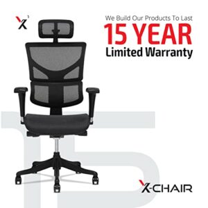 X-Chair X1 High End Task Chair, Grey Flex Mesh with Headrest - Ergonomic Office Seat/Dynamic Variable Lumbar Support/Highly Adjustable/Relaxed Recline/Perfect for Office or Home Desk