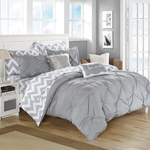 Chic Home 9 Piece Louisville Bedding Set, Full, Grey