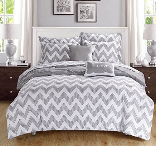 Chic Home 9 Piece Louisville Bedding Set, Full, Grey