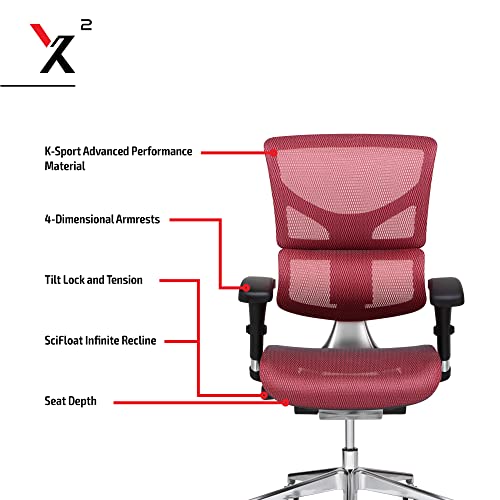 X-Chair X2 Management Task Chair, White K-Sport Mesh Fabric with Headrest - Ergonomic Office Seat/Dynamic Variable Lumbar Support/Floating Recline/Highly Adjustable/Perfect for Long Work Days