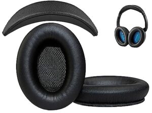 ahg replacement qc15 ear pads & qc15 headband pad compatible with bose quietcomfort 15 (qc15) & quietcomfort 2 (qc2) headphones - soft, great comfort + durability, protein leather (black)