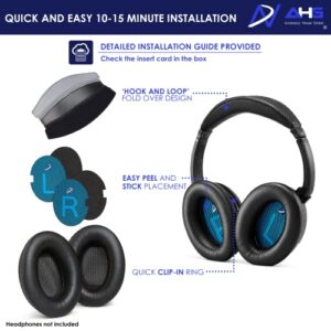 AHG Replacement QC15 Ear Pads & QC15 Headband Pad Compatible with Bose QuietComfort 15 (QC15) & QuietComfort 2 (QC2) Headphones - Soft, Great Comfort + Durability, Protein Leather (Black)