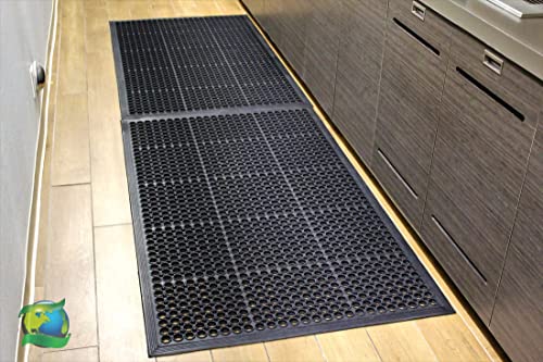 Envelor Anti Fatigue Rubber Floor Mat Restaurant Kitchen Drainage Mat Door Mats Durable Non-Slip Bar / Utility Mat Indoor Outdoor Wet Area 24" x 36"