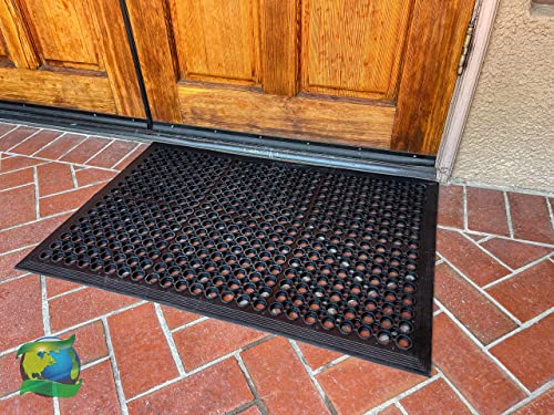 Envelor Anti Fatigue Rubber Floor Mat Restaurant Kitchen Drainage Mat Door Mats Durable Non-Slip Bar / Utility Mat Indoor Outdoor Wet Area 24" x 36"