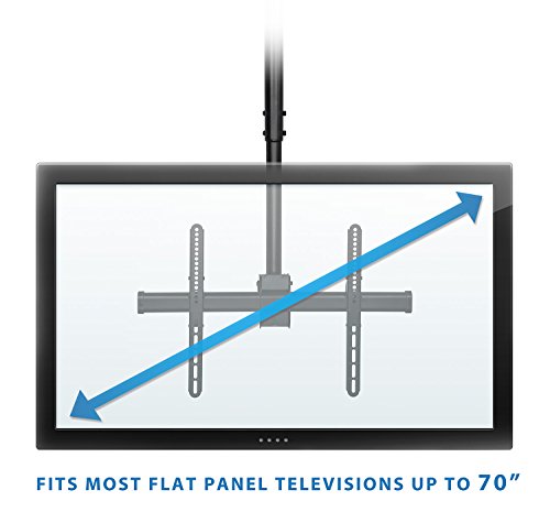 Mount-It! TV Ceiling Mount Bracket, Adjustable Height Full Motion 360 Deg Rotation Tilting Swiveling for Flat Panel LCD LED OLED Plasma TVs, Fits up to 75 Inch TVs, 110 Pound Capacity, Black (MI-509B)