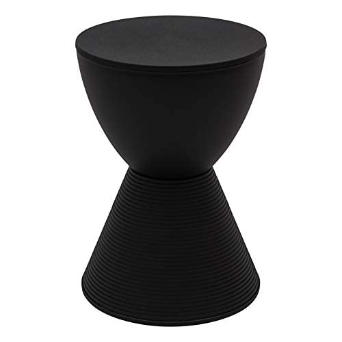 LeisureMod Modern Boyd Side Table Indoor and Outdoor Use, 16.75" H x 11.75" W x 11.75" D (Black)