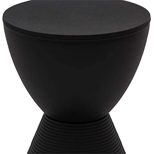 LeisureMod Modern Boyd Side Table Indoor and Outdoor Use, 16.75" H x 11.75" W x 11.75" D (Black)