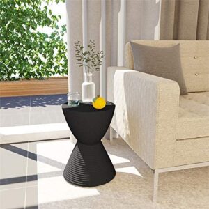 LeisureMod Modern Boyd Side Table Indoor and Outdoor Use, 16.75" H x 11.75" W x 11.75" D (Black)