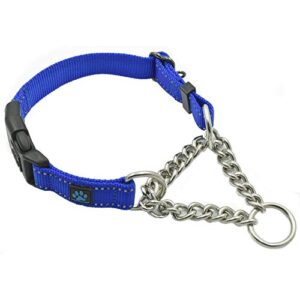max and neo stainless steel chain martingale collar - we donate a collar to a dog rescue for every collar sold (medium, blue)