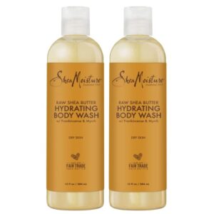 shea moisture body wash, raw shea butter hydrating body wash, body skin care with coconut oil and vitamin e, pack of 2 -13 fl oz ea