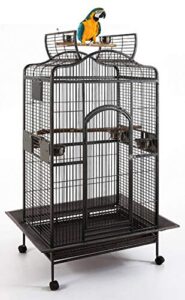 extra large wrought iron open/close play top bird parrot cage, include metal seed guard solid metal feeder nest doors overall dimensions: 35.25" wx29.5 lx62 h(with seed skirt)