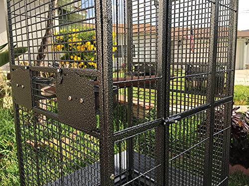 Extra Large Wrought Iron Open/Close Play Top Bird Parrot Cage, Include Metal Seed Guard Solid Metal Feeder Nest Doors Overall Dimensions: 35.25" Wx29.5 Lx62 H(with Seed Skirt)