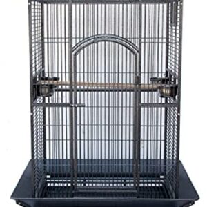 Extra Large Wrought Iron Open/Close Play Top Bird Parrot Cage, Include Metal Seed Guard Solid Metal Feeder Nest Doors Overall Dimensions: 35.25" Wx29.5 Lx62 H(with Seed Skirt)