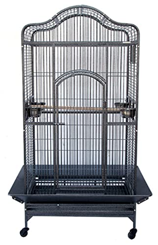 Extra Large Wrought Iron Open/Close Play Top Bird Parrot Cage, Include Metal Seed Guard Solid Metal Feeder Nest Doors Overall Dimensions: 35.25" Wx29.5 Lx62 H(with Seed Skirt)