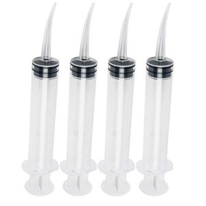 careshine 4pcs disposable dental irrigation syringe with curved tip 12cc (usps)