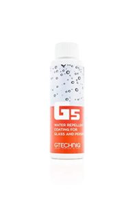 gtechniq - g5 water repellent coating for glass and perspex - maximum water repellency; extremely hydrophobic, easy to apply, 3 to 6 months durability; keep glass cleaner for longer (100 milliliters)