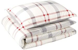 eddie bauer home | portage bay collection | 100% cotton soft & cozy premium quality plaid comforter with matching shams, twin, grey