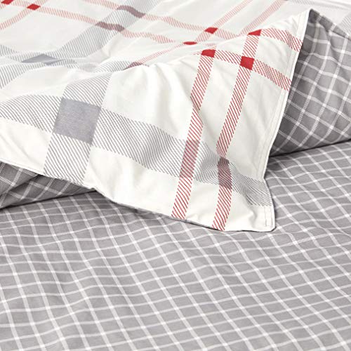 Eddie Bauer Home | Portage Bay Collection | 100% Cotton Soft & Cozy Premium Quality Plaid Comforter with Matching Shams, Twin, Grey