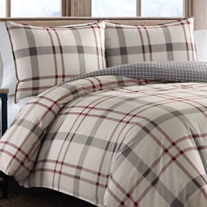 Eddie Bauer Home | Portage Bay Collection | 100% Cotton Soft & Cozy Premium Quality Plaid Comforter with Matching Shams, Twin, Grey