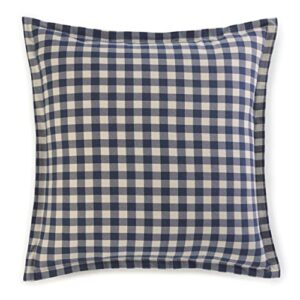 eddie bauer home - euro sham set, cotton reversible pillow covers with hidden zipper (kingston navy, 2 piece)