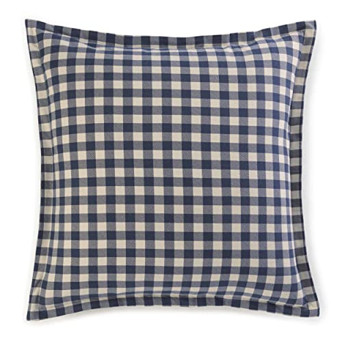 Eddie Bauer Home - Euro Sham Set, Cotton Reversible Pillow Covers with Hidden Zipper (Kingston Navy, 2 Piece)