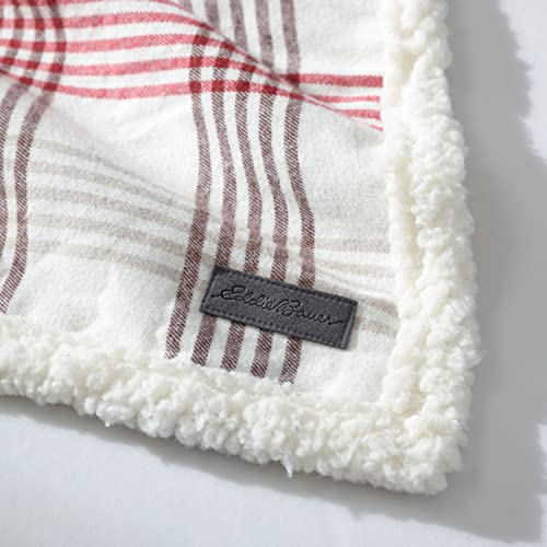Eddie Bauer Ultra-Plush Collection Throw Blanket-Reversible Sherpa Fleece Cover, Soft & Cozy, Perfect for Bed or Couch, New Castle Red
