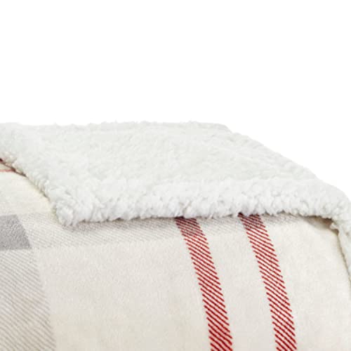 Eddie Bauer Ultra-Plush Collection Throw Blanket-Reversible Sherpa Fleece Cover, Soft & Cozy, Perfect for Bed or Couch, New Castle Red