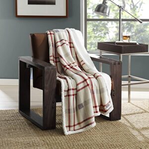 Eddie Bauer Ultra-Plush Collection Throw Blanket-Reversible Sherpa Fleece Cover, Soft & Cozy, Perfect for Bed or Couch, New Castle Red