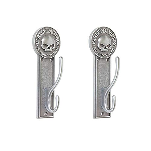 Harley-Davidson HDL-10132 Antique Pewter Skull Design Metal Coat Hooks - Quantity 2