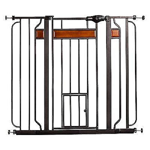 Carlson Pet Products Home Design Extra Tall Walk Thru Pet Gate with Small Pet Door, Includes Décor Hardwood, 4" Extension Kit, Black,10x7 Inch (Pack of 1)