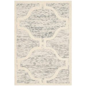safavieh cambridge collection accent rug - 2' x 3', light grey & ivory, handmade moroccan distressed wool, ideal for high traffic areas in entryway, living room, bedroom (cam727g)
