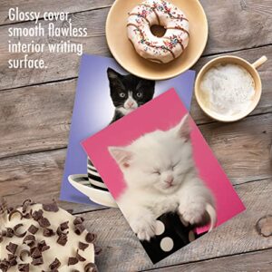 The Best Card Company - 10 Adorable Blank Cat Cards (4 x 5.12 Inch) - Cute Pet Kittens, Assorted Bulk Notecard Set - Cup-Cats M3969