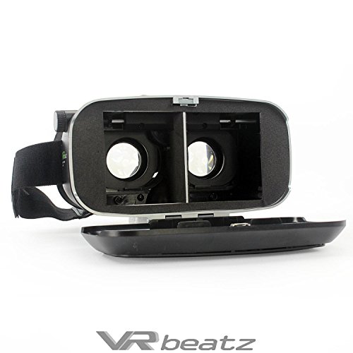 VR Headset Virtual Reality Goggles V2 by VR beatz - Deep Immersive Experience on 3D Movies & Games, Extra Ventilation, Light Weight & Comfortable, fits 4-6" iPhone Samsung Galaxy