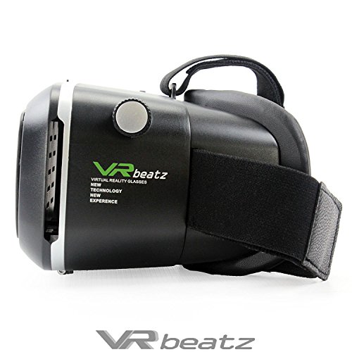 VR Headset Virtual Reality Goggles V2 by VR beatz - Deep Immersive Experience on 3D Movies & Games, Extra Ventilation, Light Weight & Comfortable, fits 4-6" iPhone Samsung Galaxy