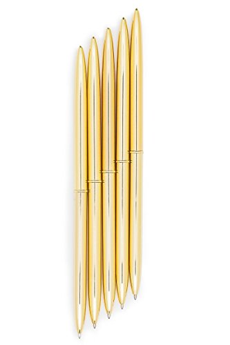 Gold Pens with Black Ink | Luxury Ballpoint Gold Pen Set of 6 in Glossy White Gift Box | Gold Office Supplies for Women Men - Slim Nice Pens for Writing (Gold/Black Ink)