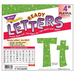 Trend Enterprises Sparkle Playful Combo Ready Letters (216 Piece), 4", Lime