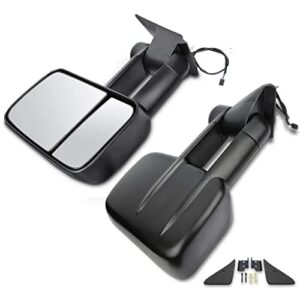 cciyu left right towing mirror tow mirrors replacement fit for 1988-2000 for chevy/for gmc c/k 1500/2500/3500 1992-1999 for chevy/for gmc suburban 1500/2500 pair set car mirror power adjusted