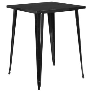 flash furniture nolan commercial grade 31.5" square black metal indoor-outdoor bar height table